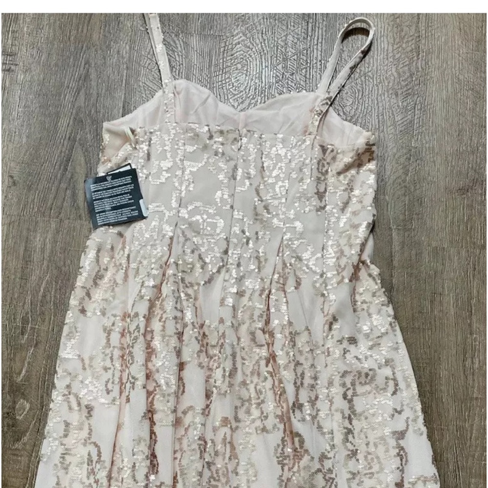 Nine West Womens Sequined Sleeveless Cocktail Dress Evening Blush Sz 8 - Picture 3 of 3